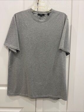 Vince Heather Gray Ribbed Short-Sleeve Crew Tee